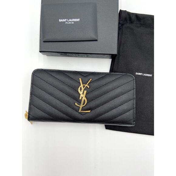 YSL Monogram Large Continental Zip Wallet in Grained Leather - Picture 1 of 10